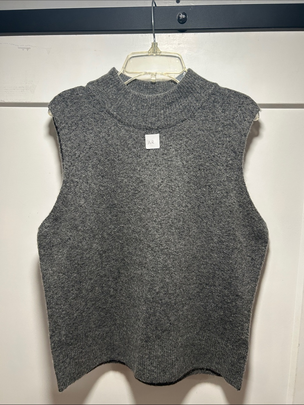 Sleeveless Cowl-Neck Knit Vest - Charcoal Gray